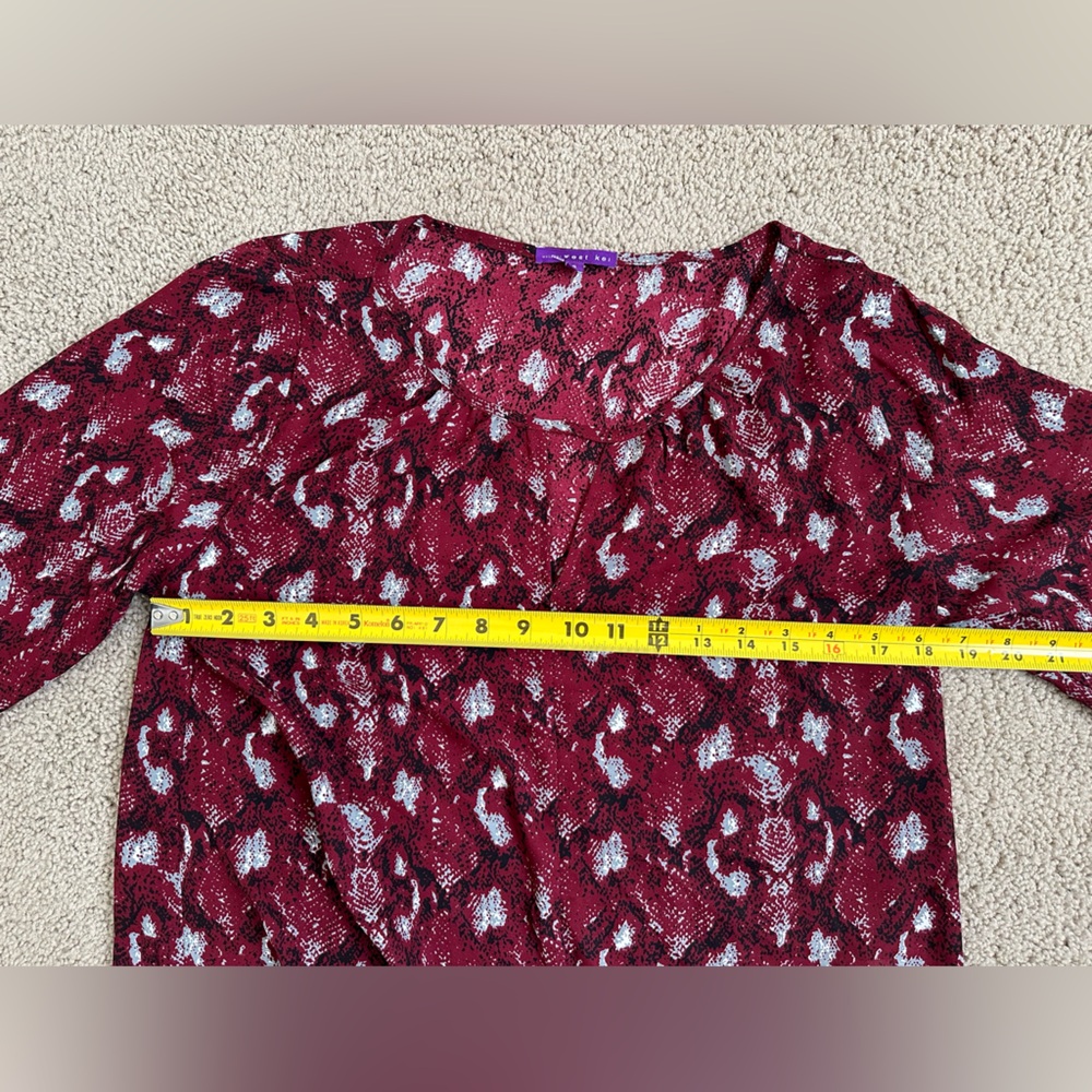 West Kei Burgundy Patterned Blouse • Elegant Print • Size S - Picture 6 of 10